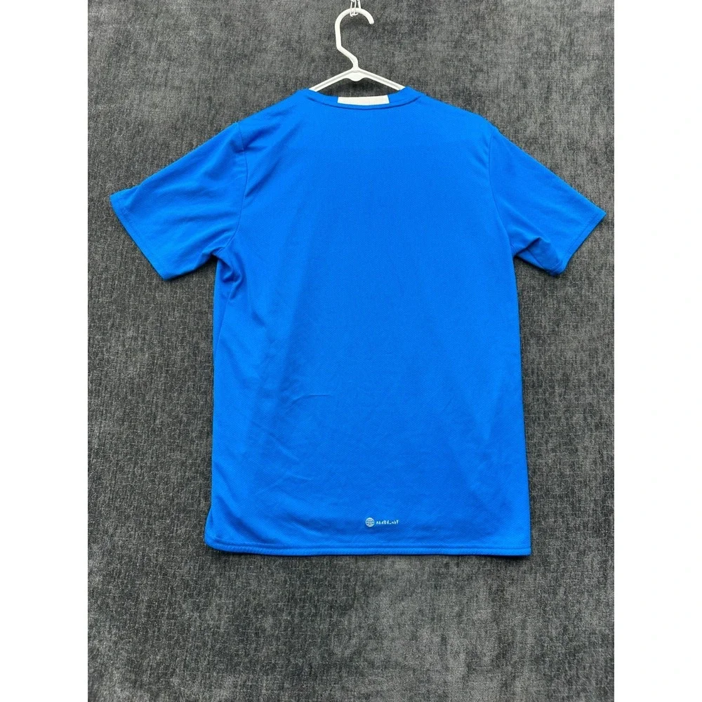 Adidas Aeroready Performance T Shirt Mens Small Blue Mesh Logo Athletic Workout